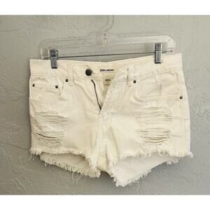 Billabong Shorts Women 28 White Cut Off Distressed Casual Beach Boho Risqué